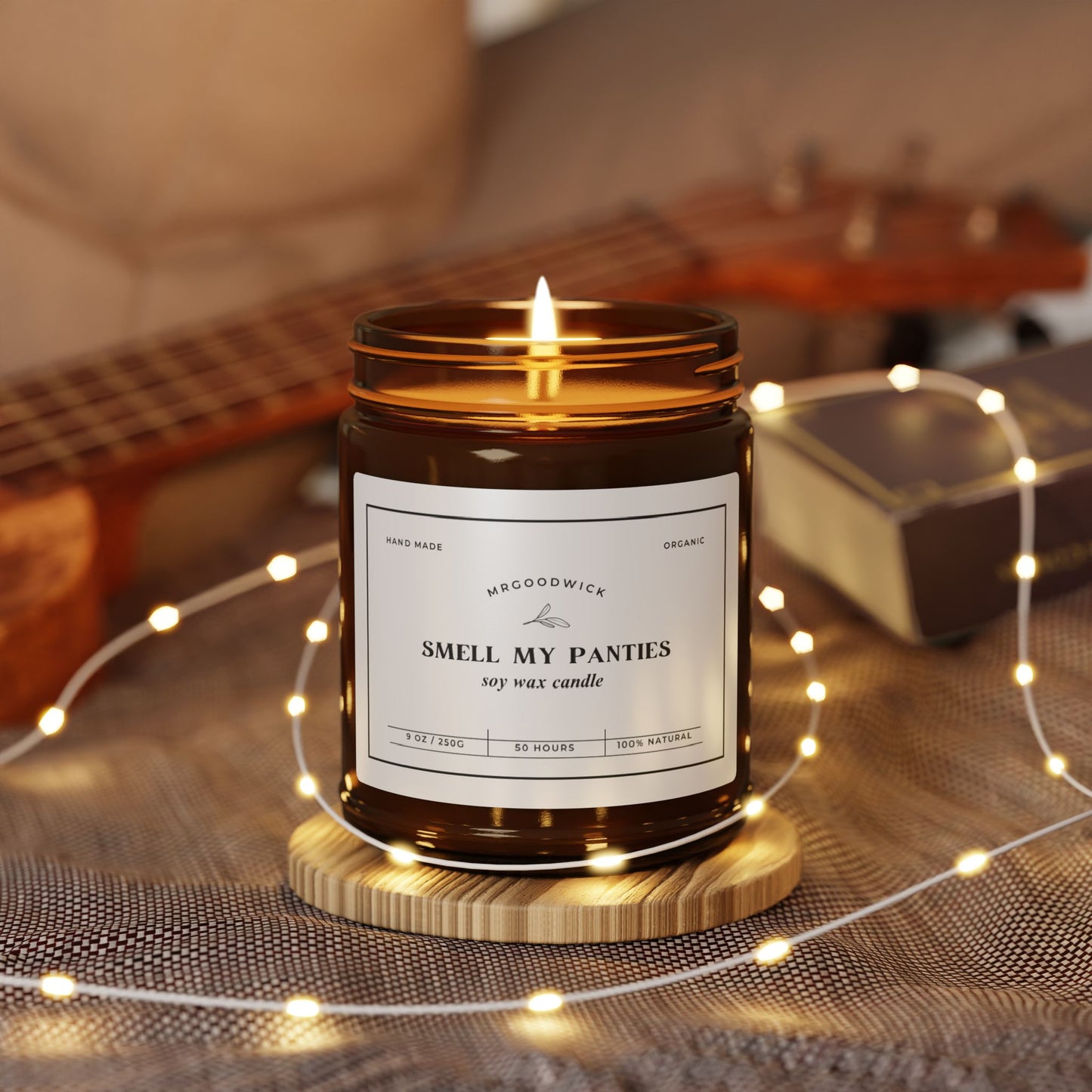 Humorous Scented Soy Candle - 'Smell My Panties' - 100% Natural, Multi-Size Amber Jar for Fun Gifting