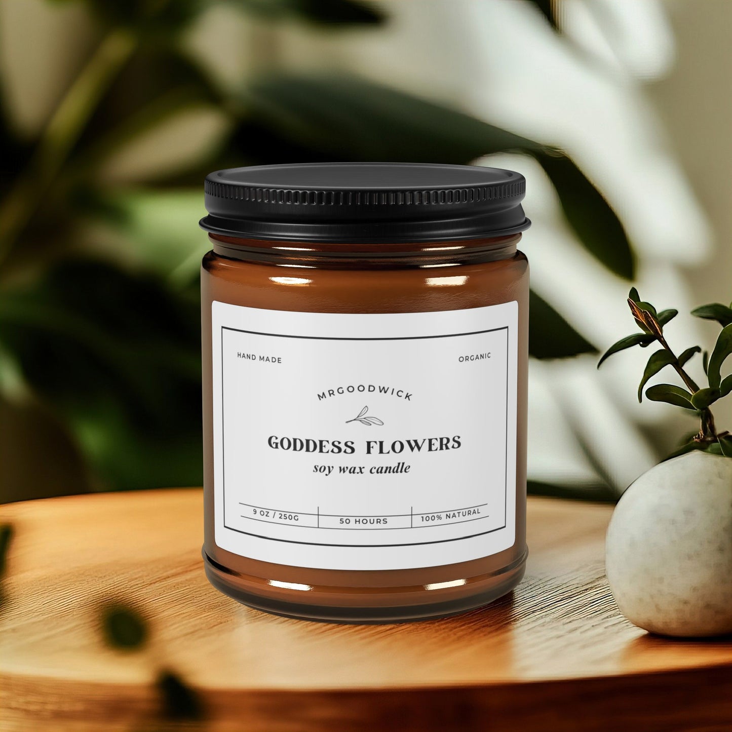 Goddess Flowers Scented Soy Candle - Aromatic Amber Jar for Relaxation & Self-Care